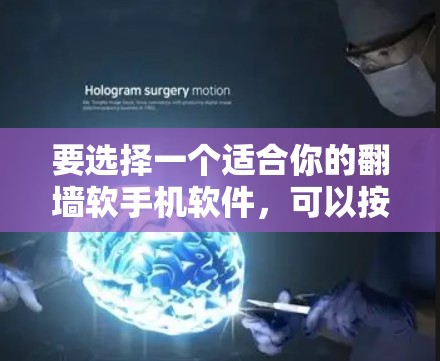 要选择一个适合你的翻墙软手机软件,可以按照以下步骤进行 要选择一个适合你的翻墙软手机软件,可以按照以下步骤进行